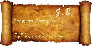 Greguss Beatrix névjegykártya