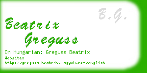 beatrix greguss business card